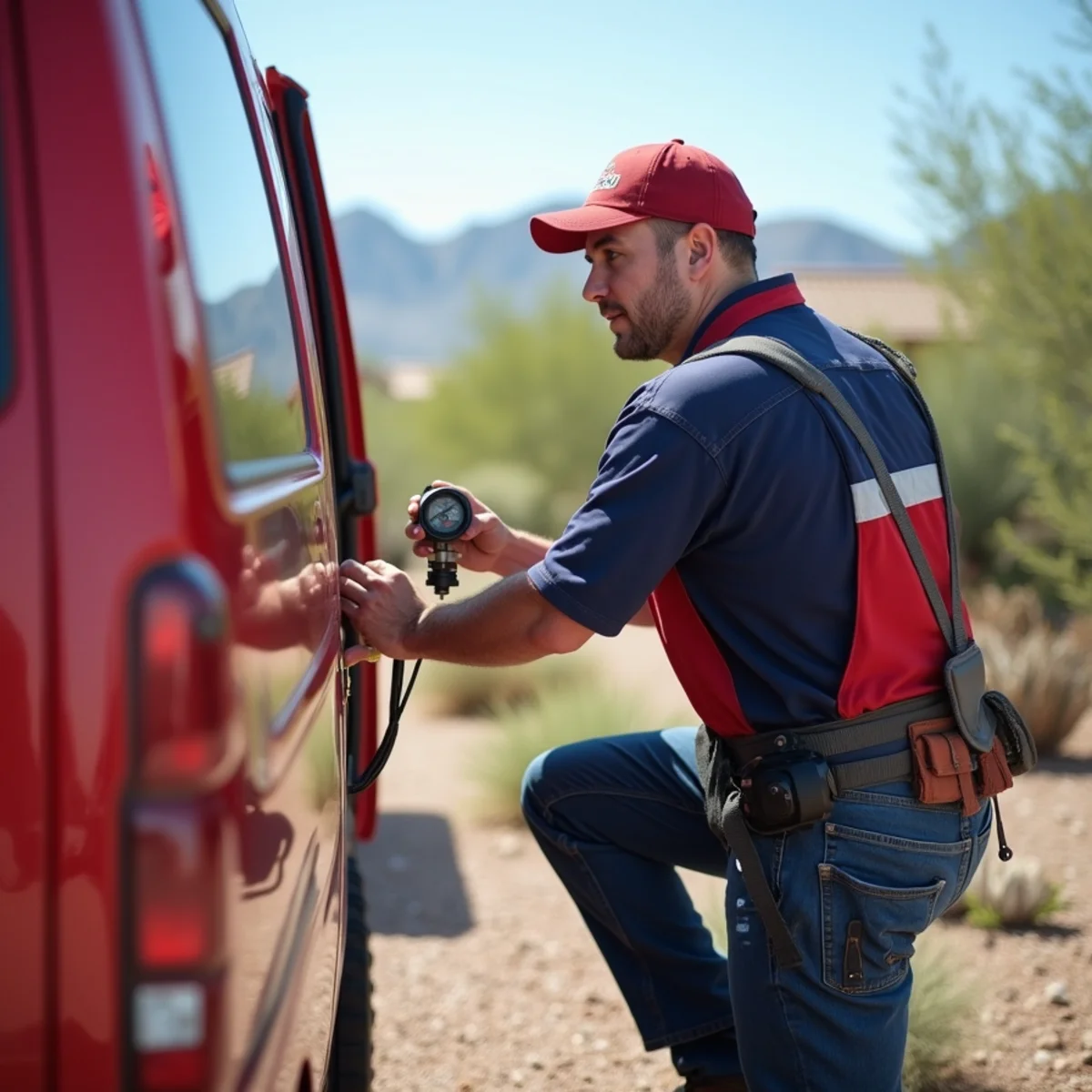 Homeowner reading a water meter to check for a hidden leak in Phoenix