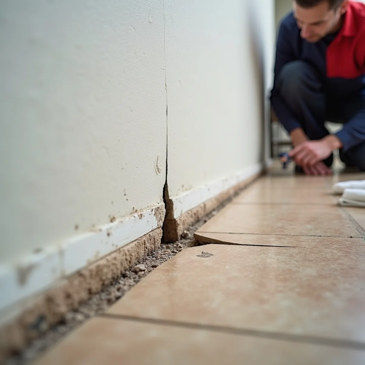 Cracks forming in a wall from foundation movement caused by a slab leak