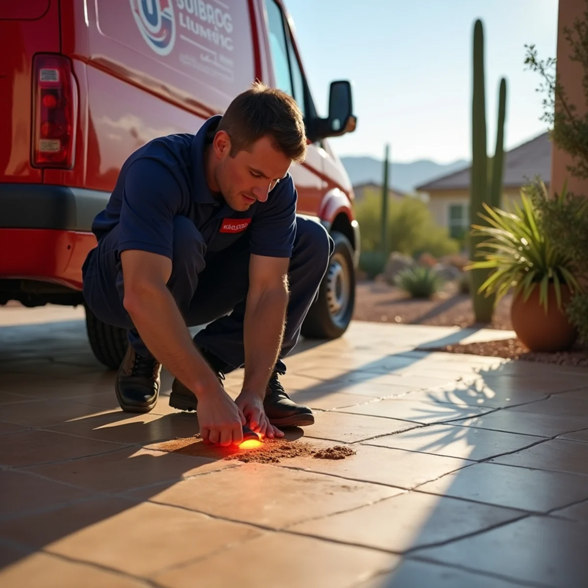 Warm spot on a tile floor indicating a hidden slab leak in a Phoenix home