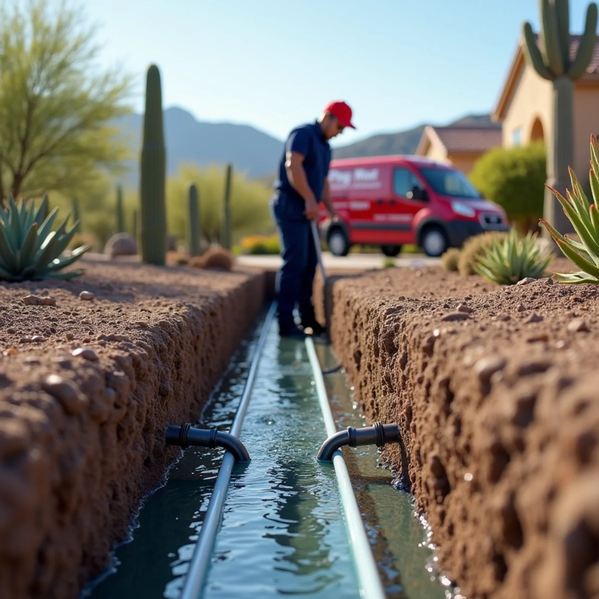 Diagram-style view of water lines running through a slab-on-grade foundation in Phoenix