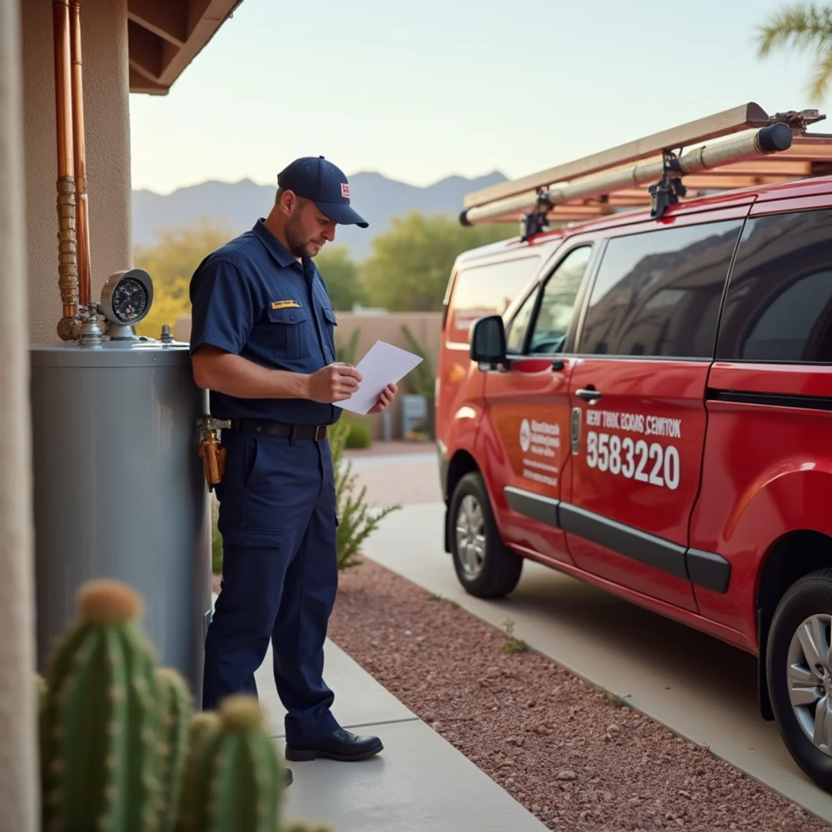 New tank water heater installed in a Phoenix home with a written estimate