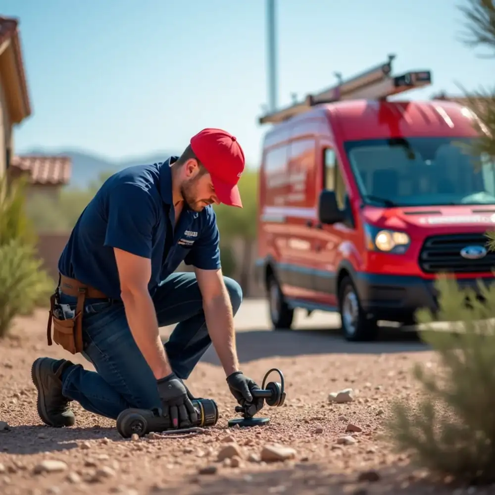 Red Eagle plumber running a sewer camera inspection at a Phoenix property
