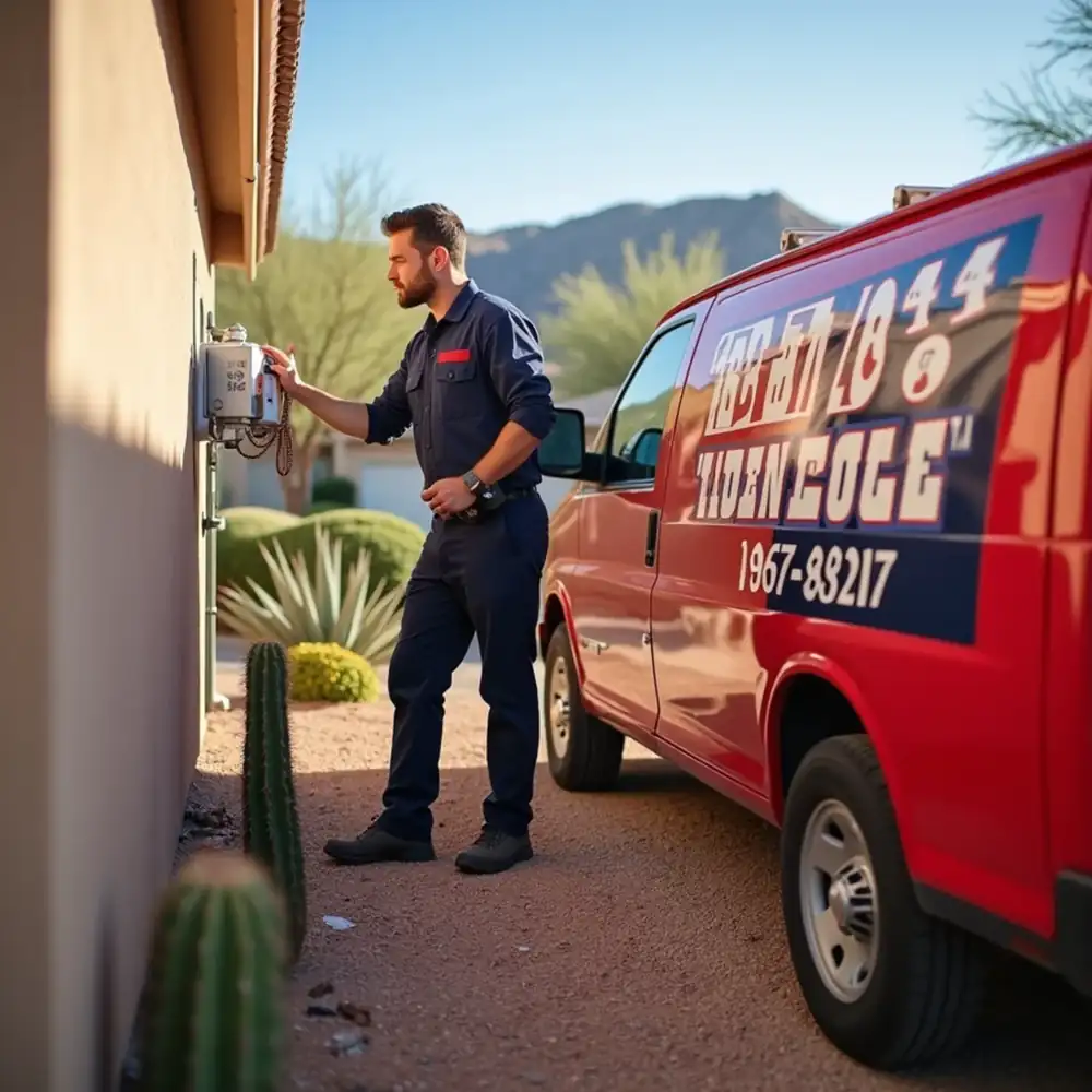 Wall-mounted tankless water heater installed by Red Eagle Plumbing in a Phoenix home